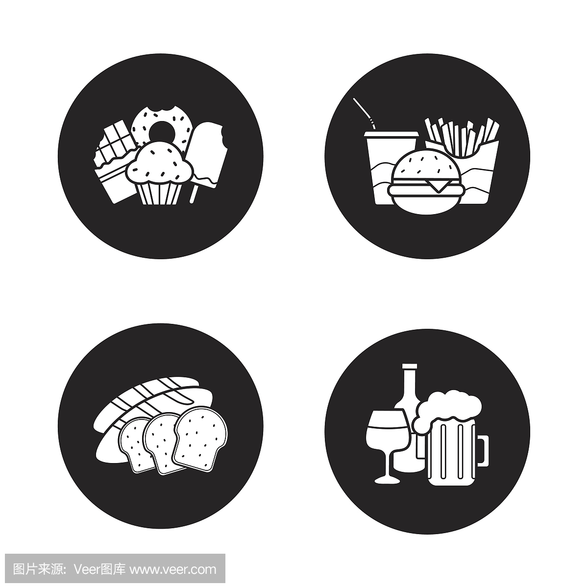 食物和饮料的黑色图标